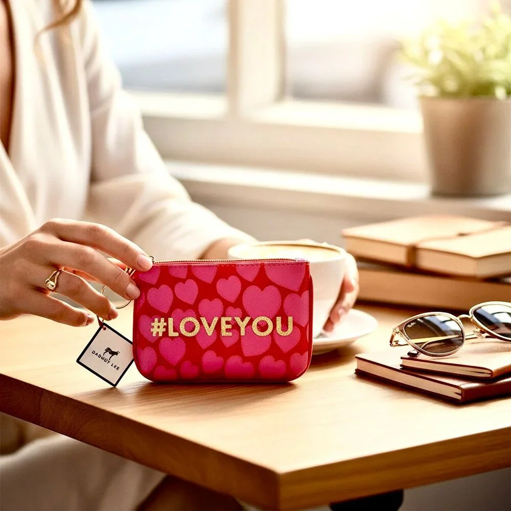 Dabney Lee Make-Up Coin Purse Bag Hash Tag # LOVE YOU